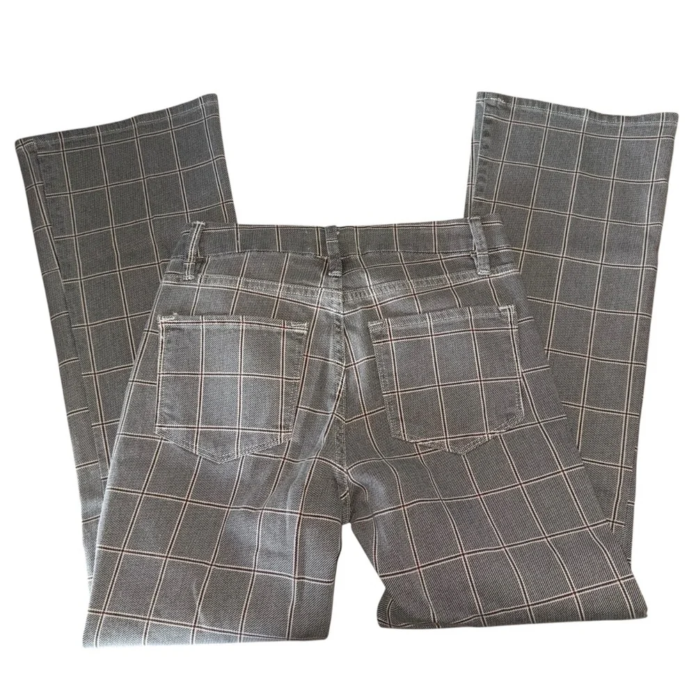 Frame Denim Le Crop Mini Boot Plaid Pants Black Size 24